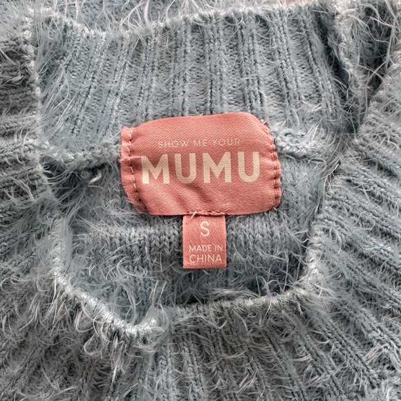 Show Me Your Mumu Vienna Sweater in Frosty Blue Knit Small Winter Holiday - Picture 9 of 11